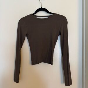 Zara Olive Long Sleeve Crop Top
